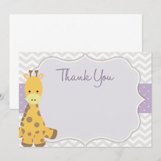Chevron Giraffe Baby shower Hartelijk dank Bedankkaart (Voorkant / Achterkant)