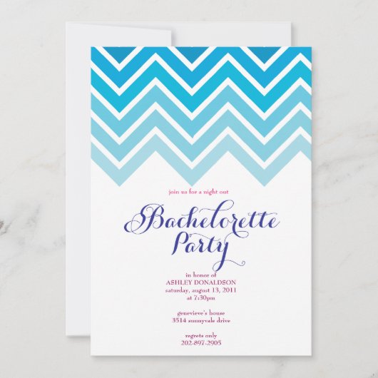 CHEVRON - Girls Night Out BACHELORETTE - Uitnodigi Kaart (Voorkant)