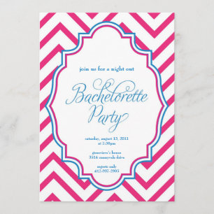 CHEVRON - Girls Night Out BACHELORETTE - Uitnodigi Kaart