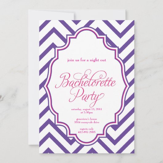 CHEVRON - Girls Night Out BACHELORETTE - Uitnodigi Kaart (Voorkant)