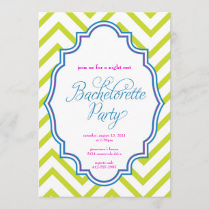 CHEVRON - Girls Night Out BACHELORETTE - Uitnodigi Kaart