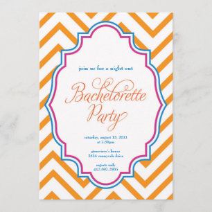 CHEVRON - Girls Night Out BACHELORETTE - Uitnodigi Kaart