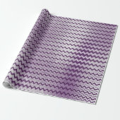 Chevron Glam Lux Metallic Paarse Amethyst Plum Cadeaupapier (Uitgerold)