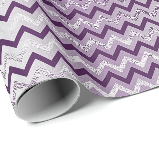 Chevron Glam Lux Metallic Paarse Amethyst Plum Cadeaupapier (Rol Hoek)