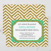 Chevron Glitter Afstuderen Uitnodiging (Voorkant / Achterkant)