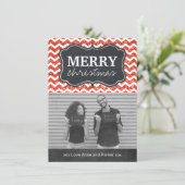Chevron Glitter Chalkboard - kerstfotokaarten Feestdagenkaart (Staand voorkant)