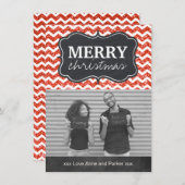 Chevron Glitter Chalkboard - kerstfotokaarten Feestdagenkaart (Voorkant / Achterkant)