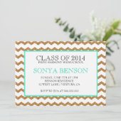 Chevron Glitter Class of 2014 Afstuderen Invite Kaart (Staand voorkant)