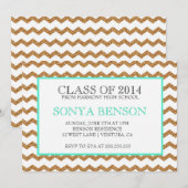 Chevron Glitter Class of 2014 Afstuderen Invite Kaart (Voorkant / Achterkant)