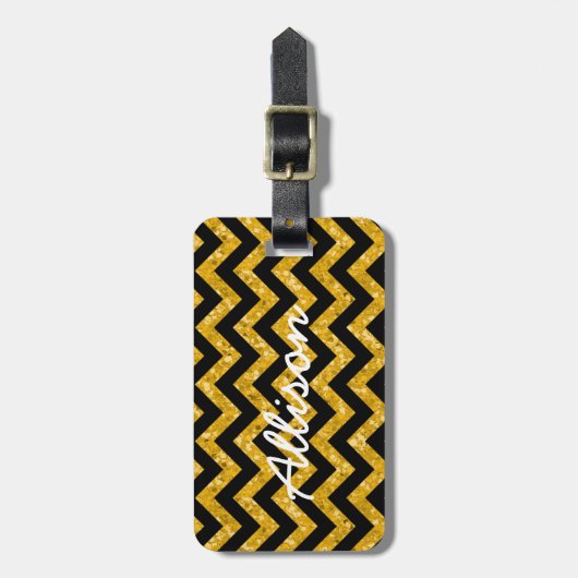 Chevron Glitter Kijk Bagagelabel (Voorkant verticaal)