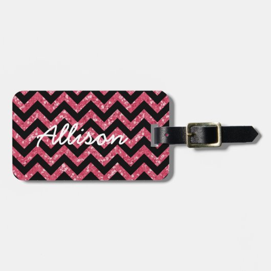 Chevron Glitter Kijk Bagagelabel (Voorkant horizontaal)
