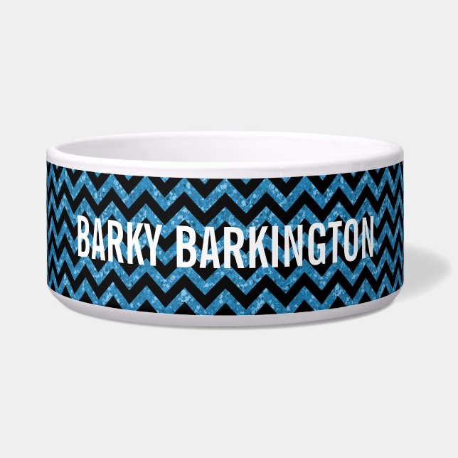Chevron Glitter Kijk Dog Bowl Voerbakje (Voorkant)