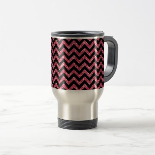 Chevron Glitter look Travel Mug Reisbeker (Voorkant rechts)