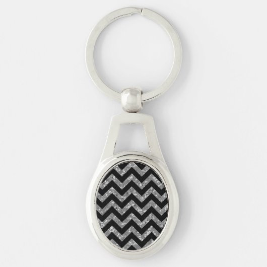 Chevron Glitter Metal Sleutelhanger (Voorkant)
