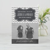 Chevron Glitter Save the Date Foto Kaarten (Staand voorkant)