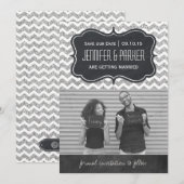 Chevron Glitter Save the Date Foto Kaarten (Voorkant / Achterkant)