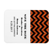 Chevron Glitter Save the Date Magnet, Oranje Magneet (Horizontaal)