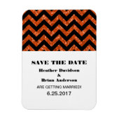 Chevron Glitter Save the Date Magnet, Oranje Magneet (Verticaal)