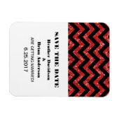 Chevron Glitter Save the Date Magnet, Red Magneet (Horizontaal)