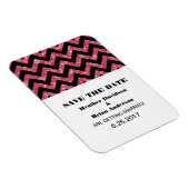 Chevron Glitter Save the Date Magnet, Roze Magneet (Rechterzijde)
