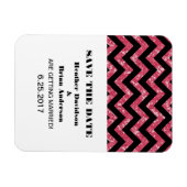Chevron Glitter Save the Date Magnet, Roze Magneet (Horizontaal)