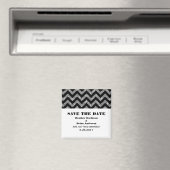 Chevron Glitter Save the Date Magnet, Silver Magneet (Insitu (Vaatwasser))