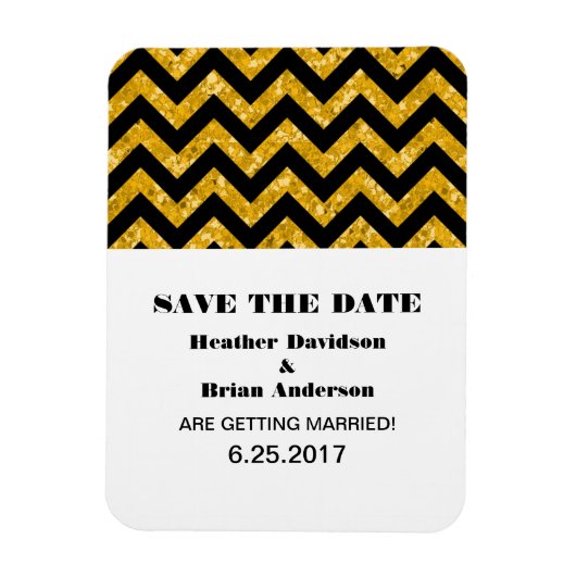 Chevron Glitter Save the Date Magnet, Yellow Magneet (Verticaal)
