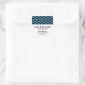 Chevron Glitter Save the Date Stickers, Blue Vierkante Sticker (Tas)