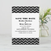 Chevron Glitter Save the Date Uitnodiging, Zilver Kaart (Staand voorkant)
