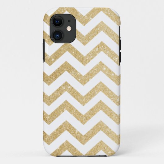 Chevron Gold Faux Glitter iPhone 5/5S Hoesje (Achterkant)