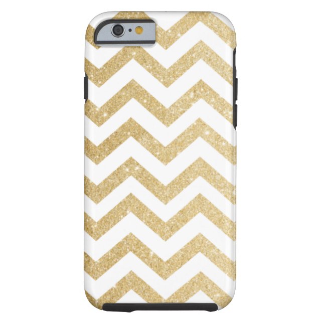 Chevron Gold Faux Glitter Phone Case (Achterkant)