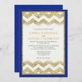 Chevron Gold Glitter Wedding Invitation Kaart (Voorkant / Achterkant)