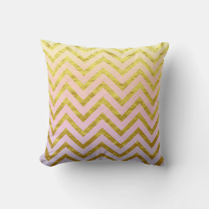 Chevron Goud Folie Roze Wit Ombre Meisjesachtig Ch Kussen