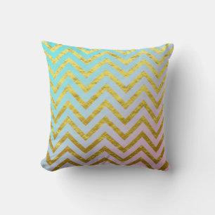 Chevron Goud Folie Teal Blauwe Roze Ombre Meisjesa Kussen
