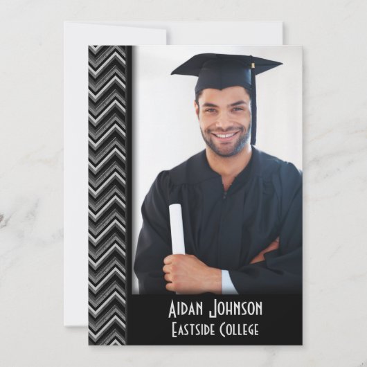 Chevron Graduation Photo Frame Invite Kaart (Voorkant)