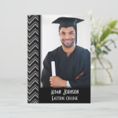 Chevron Graduation Photo Frame Invite Kaart (Staand voorkant)