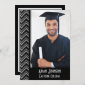 Chevron Graduation Photo Frame Invite Kaart (Voorkant / Achterkant)