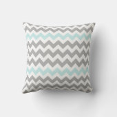 Chevron Gray Aqua White Monogram Wedding Pillow Kussen (Achterkant)