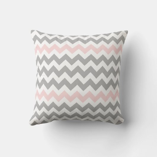 Chevron Gray Pink White Monogram Weddenschap Pillo Kussen (Achterkant)