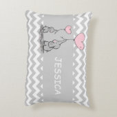 Chevron Gray White PINK Girl Elephant Heart Accent Kussen (Achterkant (Verticaal))