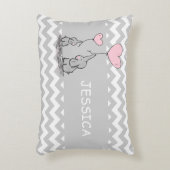 Chevron Gray White PINK Girl Elephant Heart Accent Kussen (Voorkant(Verticaal))