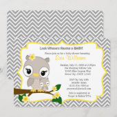 Chevron Gray Yellow 160, uitnodiging voor het Baby (Voorkant / Achterkant)