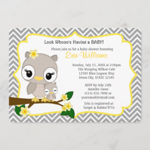 Chevron Gray Yellow 160, uitnodiging voor het Baby