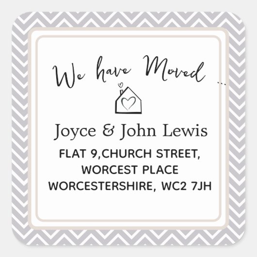 Chevron grey Adreswijziging Stickers op maat (Voorkant)