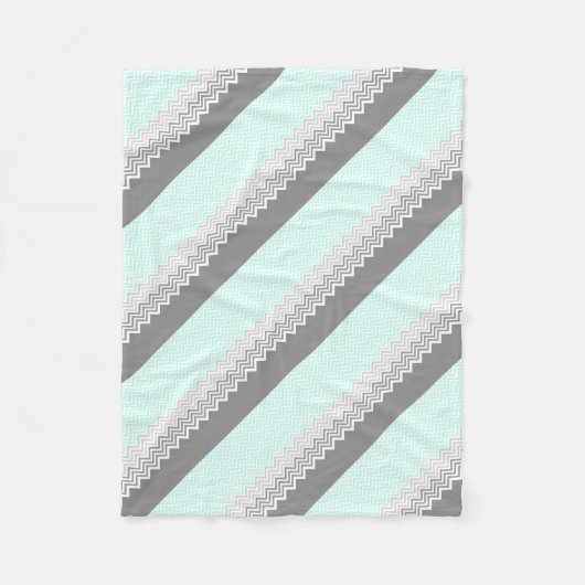 chevron grijs blauwgroen fleece deken (Voorkant)
