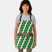 Chevron groen bruin minimaal patroon schort (Insitu)