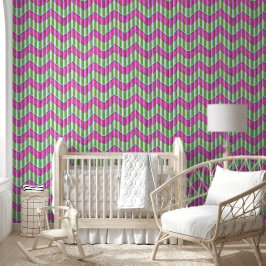  Chevron Groen en roze Modern schattig Behang