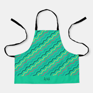 Chevron groen geel minimal patroon schort