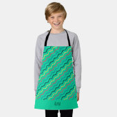 Chevron groen geel minimal patroon schort (Gedragen)