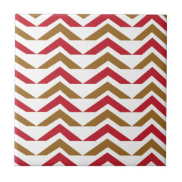 Chevron Groen Rood Chevron geometrisch patroon Tegeltje